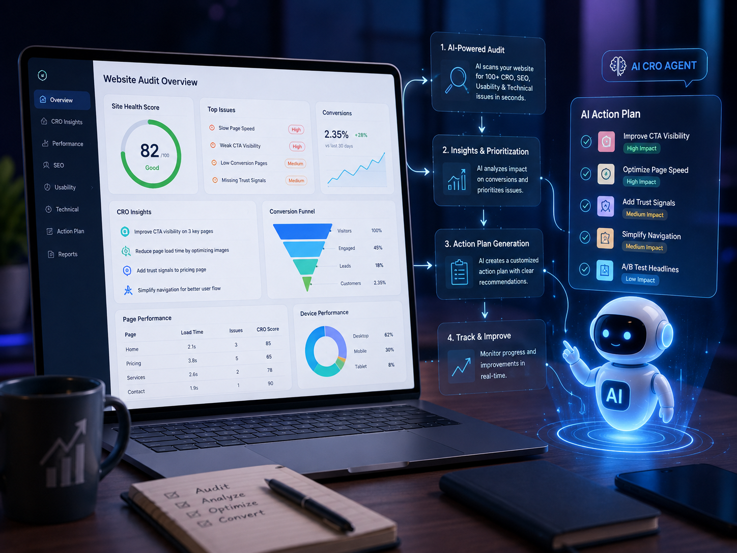 How AI CRO Agents Automate Website Audits and Action Plans